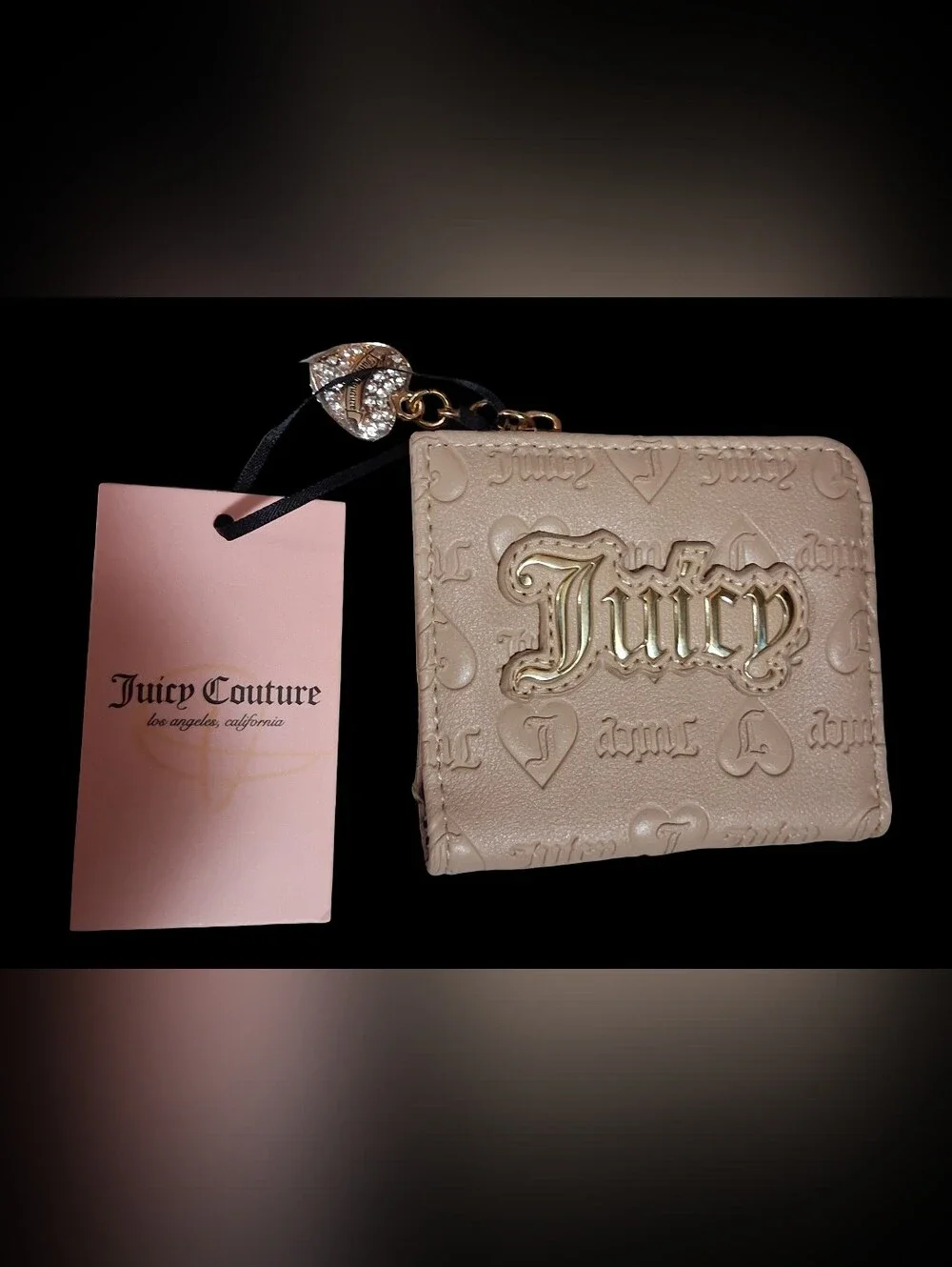 Womens Juicy Couture Snap Shut Wallet With Zippered Coin Pocket & Juicy Charm